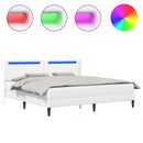 Sengeramme med madras Hvid 200 x 200 cm Kunstlæder