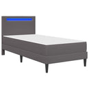 Sengestel med LED-lysstrimler Grå 90 x 190 cm Kunstlæder