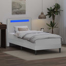 Sengestel med LED-lysstrimler Hvid 90 x 200 cm Kunstlæder