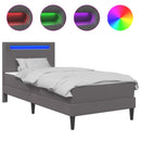 Sengestel med LED-lysstrimler Grå 100 x 200 cm Kunstlæder
