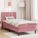 Sengeramme med madras med hovedgærde Lyserød 90 x 190 cm Fløjl
