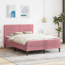 Sengeramme med madras med hovedgærde Lyserød 140 x 190 cm Fløjl