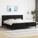 Sengeramme med madras med hovedgærde Sort 180 x 200 cm Fløjl