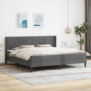 Sengeramme med madras med madras Mørkegrå 200 x 200 cm Fløjl