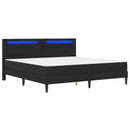 Sengestel med LED-lysstrimler Sort 180 x 200 cm Kunstlæder