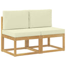 2 Stk Udendørs Mellem Sofa Massivt Akacietræ Hvid