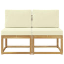 2 Stk Udendørs Mellem Sofa Massivt Akacietræ Hvid