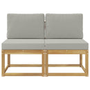 2 Stk Udendørs Mellem Sofa Massivt Akacietræ Hvid