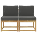 2 Stk Udendørs Mellem Sofa Massivt Akacietræ Hvid