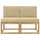2 Stk Udendørs Mellem Sofa Massivt Akacietræ Hvid