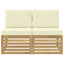 2 Stk Udendørs Mellem Sofa Massivt Akacietræ Hvid