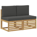 2 Stk Udendørs Mellem Sofa Massivt Akacietræ Hvid