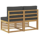 2 Stk Udendørs Mellem Sofa Massivt Akacietræ Hvid
