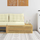 Udendørs end sofa Hvid 115 x 83 x 73 cm Massivt Akacietræ
