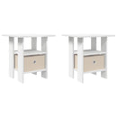 Sengebord med skuffe 2 pcs Hvid 41 x 40 x 45 cm Konstrueret træ