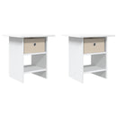 Sengebord med skuffe 2 pcs Hvid 41 x 40 x 45 cm Konstrueret træ