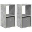 Sengebord 2 pcs Beton Grå 25,5 x 22 x 49,5 cm Konstrueret træ
