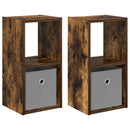 Sengebord 2 pcs Røget eg 25,5 x 22 x 49,5 cm Konstrueret træ