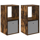 Sengebord 2 pcs Røget eg 35 x 32 x 68,5 cm Konstrueret træ