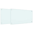 Køkkenbacksplash 2 pcs Hvid 90 x 50 cm hærdet glas