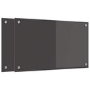 Køkkenbacksplash 2 pcs Mørkegrå 70 x 40 cm hærdet glas