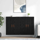 Væghængt skab 2 pcs Sort eg 69,5 x 34 x 90 cm Konstrueret træ