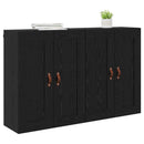 Væghængt skab 2 pcs Sort eg 69,5 x 34 x 90 cm Konstrueret træ