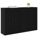 Væghængt skab 2 pcs Sort eg 69,5 x 34 x 90 cm Konstrueret træ