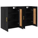Væghængt skab 2 pcs Sort eg 69,5 x 34 x 90 cm Konstrueret træ