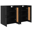 Væghængt skab 2 pcs Sort eg 69,5 x 34 x 90 cm Konstrueret træ