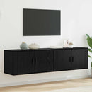Væghængt TV-skab sæt 2 pcs Sort eg 80 x 34,5 x 40 cm