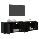 Væghængt TV-skab sæt 2 pcs Sort eg 80 x 34,5 x 40 cm