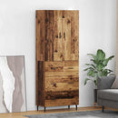 Highboard med skuffe 2 pcs Gammelt træ Ingeniørtræ og glas