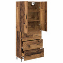 Highboard med skuffe 2 pcs Gammelt træ Ingeniørtræ og glas