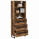 Highboard med skuffe 2 pcs Gammelt træ Konstrueret træ