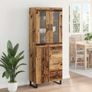 Highboard med skuffe 2 pcs Gammelt træ Ingeniørtræ og glas