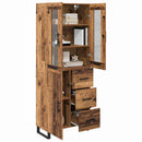 Highboard med skuffe 2 pcs Gammelt træ Ingeniørtræ og glas
