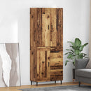 Highboard med skuffe 2 pcs Gammelt træ Ingeniørtræ og glas