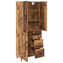 Highboard med skuffe 2 pcs Gammelt træ Ingeniørtræ og glas