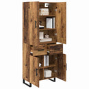 Highboard med skuffe 2 pcs Gammelt træ 69,5 x 34 x 180 cm