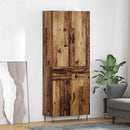 Highboard med skuffe 2 pcs Gammelt træ Konstrueret træ og glas