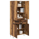 Highboard med skuffe 2 pcs Gammelt træ Konstrueret træ og glas