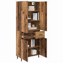 Highboard med skuffe 2 pcs Gammelt træ Ingeniørtræ og glas