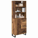 Highboard med skuffe 2 pcs Gammelt træ Konstrueret træ