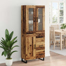 Highboard med skuffe 2 pcs Gammelt træ Konstrueret træ
