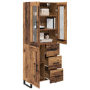 Highboard med skuffe 2 pcs Gammelt træ Konstrueret træ