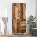 Highboard med skuffe 2 pcs Gammelt træ Ingeniørtræ og glas