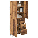 Highboard med skuffe 2 pcs Gammelt træ Ingeniørtræ og glas