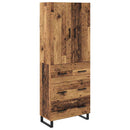 Highboard med skuffe 2 pcs Gammelt træ 69,5 x 34 x 180 cm