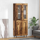 Highboard 2 pcs Gammelt træ Ingeniørtræ og glas